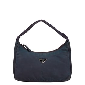 Prada Triangle Logo Plate Handbag Navy Nylon Women's PRADA