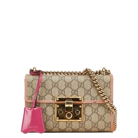 Gucci GG Supreme Shoulder Bag 409487 Beige Red Orange Leather Women's GUCCI
