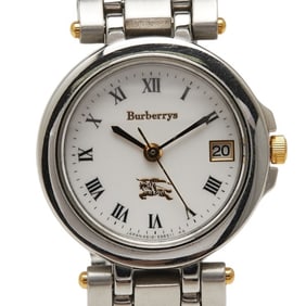 Burberry Women's Quartz Watch with White Dial and Stainless Steel Plated