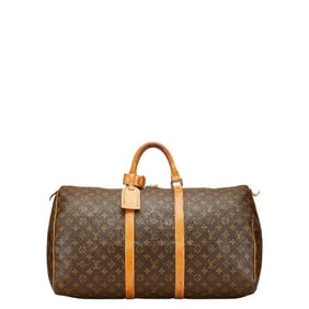 Louis Vuitton Monogram Keepall 55 Boston Travel Bag M41424 Brown PVC Leather Women's LOUIS VUITTON