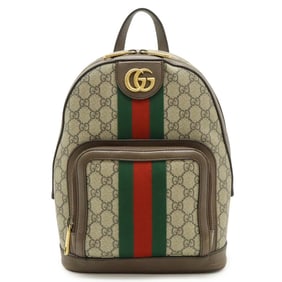 GUCCI Ophidia GG Supreme Small Backpack, Sherry Line, PVC and Leather, Beige Mocha Brown, 547965
