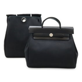 HERMES Hermès Airbag Ad PM Backpack/Handbag Toile Officier Leather Black ?D Stamp