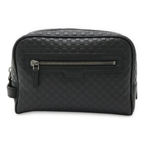 GUCCI Micro Guccissima Second Bag/Clutch/Handbag in Black Leather (419775)