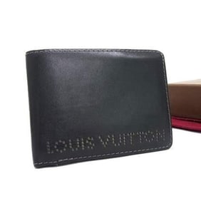 LOUIS VUITTON Louis Vuitton Cuir Bequia Portefeuille Multiple Bifold Wallet M95525 Noir Leather