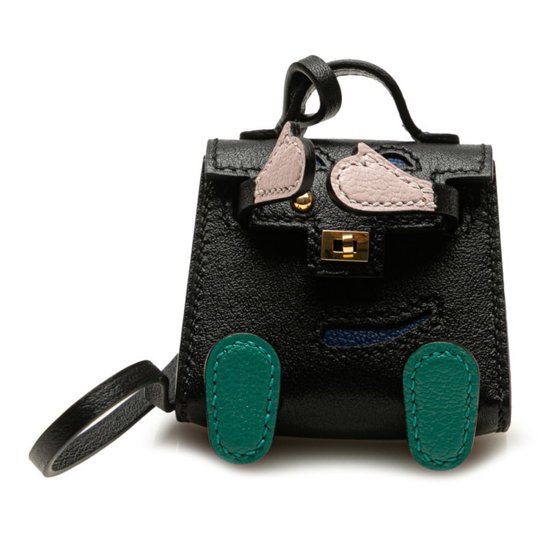 Hermès Bijoux de Sac Kelly Doll Charm Bag in Black, Blue Electric, Mauve Pale, and Mint. Women's. (1 of 11)