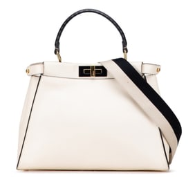 Fendi Peekaboo Handbag/Shoulder Bag 2WAY 8BN290 Beige Black Leather Women's FENDI