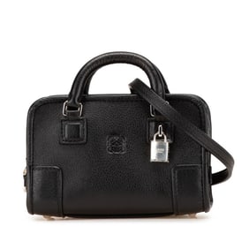LOEWE Anagram Amazona Micro Mini Shoulder/Handbag, 2-Way, Black Leather, Women's