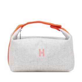 Hermès Bride A Black GM Handbag Pouch Rocaval Gris Flannel Wool Cotton Women's HERMES