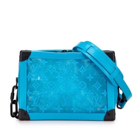 Louis Vuitton Monogram See-Through Shoulder Bag M45074 Turquoise Blue Leather Mesh Women's LOUIS