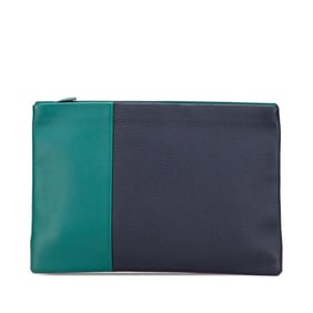 Hermes Hermès Manhattan Duo 35 Clutch Bag in Green and Navy with Silver Hardware Evercolor Togo