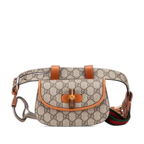 Gucci GG Supreme Bamboo Belt Bag/Waist Bag 681137 Beige/Brown Leather Women's GUCCI