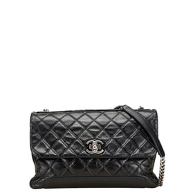 CHANEL Coco Mark Matelasse Crossbody Chain Shoulder Bag in Black Leather for Women