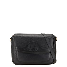 Burberry Nova Check Shadow Horse Logo Shoulder Bag in Black Leather for Women