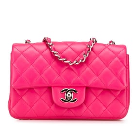 CHANEL Matelasse 20 Coco Mark Crossbody Chain Shoulder Bag in Pink with Silver Hardware and