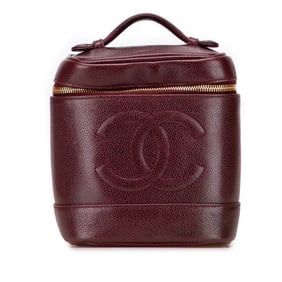 Chanel Coco Mark Vanity Bag, Wine Red Caviar Skin, Women's, CHANEL
