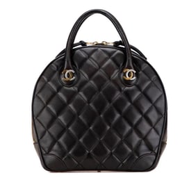 CHANEL Matelasse Coco Mark Handbag in Black Lambskin for Women