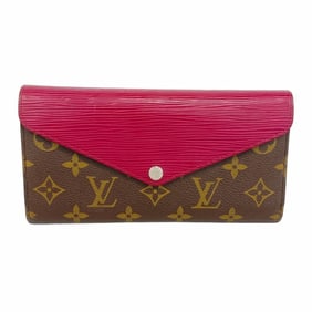 Louis Vuitton Monogram Portefeuille Marie Roulon Tri-fold Long Wallet M60498 Brown Fuchsia Women's