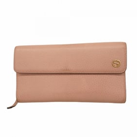 Gucci Interlocking G Tri-fold Long Wallet 449397 Leather Pink Women's