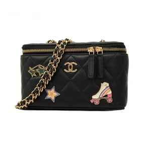 Chanel Matelasse Chain Shoulder Bag, 24C Lambskin, Black Champagne, Women's