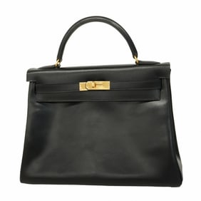 Hermes Hermès Kelly 32 Handbag in Black Box Calf Leather with C Stamp for Women