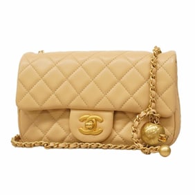 Chanel Mini Matelasse Shoulder Bag with Chain Bag, Beige Lambskin, Women's, P1344612