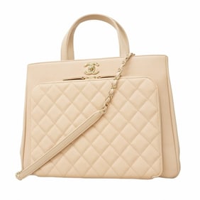 Chanel Matelasse Handbag with Chain Shoulder Strap, Caviar Skin, Beige/Champagne, 2-Way Bag for