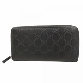 Gucci long wallet Guccissima 307987 leather black men's