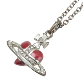 Vivienne Westwood Diamante Heart Orb Rhinestone Necklace in Silver and Red Metal for Women