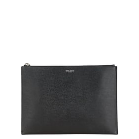 Saint Laurent logo clutch bag in black leather for men.