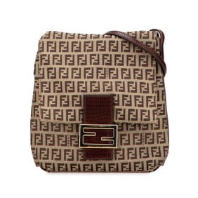 Fendi Zucchino Crossbody Shoulder Bag 8BT075 Brown Canvas and Leather Women's FENDI