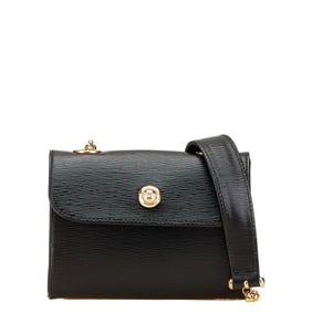 Chloé Chloe Mirrored Mini Bag Chain Shoulder Black Leather Women's