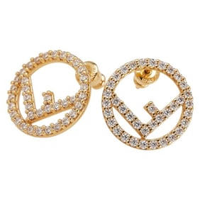 Fendi F's Rhinestone Earrings, Gold Plated, Women's, FENDI
