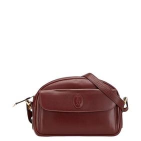 Cartier Must Line Shoulder Bag Wine Red Bordeaux Leather Women's CARTIER