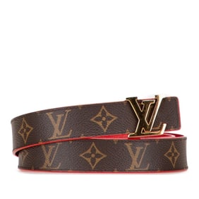 Louis Vuitton Monogram Santur LV Initial Belt, Size: 85/34, M9498, Brown, Red, PVC, Leather,