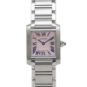 Cartier Tank Française SM Pink Shell Dial Stainless Steel Quartz Watch W51028Q3