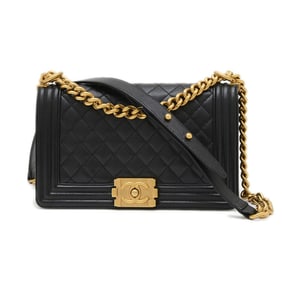 Chanel Boy Chain Shoulder Bag in Caviar Black with Gold Hardware A67086