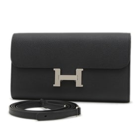 Hermes Hermès Constance To Go Shoulder Bag, Epsom, Black, Silver Hardware, K Stamp