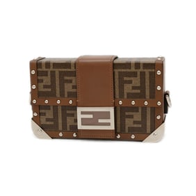 Fendi Zucca Bucket Trunk Shoulder Bag in Brown Canvas and Leather (7VA507)