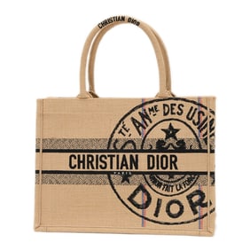 Christian Dior Dior Book Tote Medium Bag with Union Motif in Beige Jute