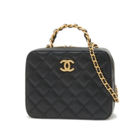 CHANEL Matelasse Vanity Chain Shoulder Bag in Black Lambskin with Gold Hardware AS3319