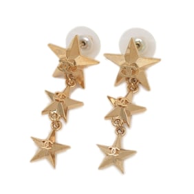 Chanel Triple Star Coco Mark Earrings, Champagne Gold, A17C