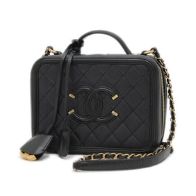 Chanel CC Filigree Small Chain Vanity Shoulder Bag, Black, A93343