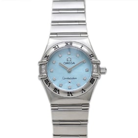 Omega Constellation Mini 16P Diamond Blue Shell Dial Quartz Watch 1566.86