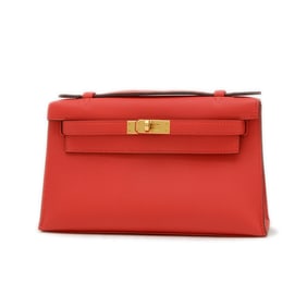 Hermes Hermès Pochette Kelly Handbag Swift Rouge Coupe Gold Hardware K Stamp