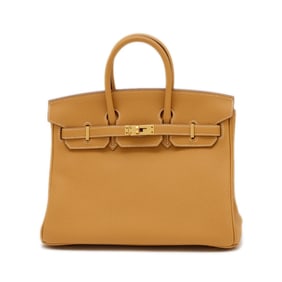 Hermes Hermès Birkin 25 Handbag, Togo Natural Sable, Gold Hardware, Double Stamp