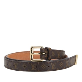 Louis Vuitton Monogram Santur Belt, Size 80 (32), M9274W, Brown and Gold Leather, Women's, LOUIS