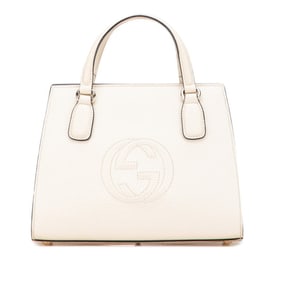 Gucci Soho Interlocking G Handbag 607722 White Ivory Leather Women's GUCCI