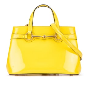 Gucci Horsebit Handbag/Shoulder Bag 2WAY 371925 Yellow Patent Leather Women's GUCCI