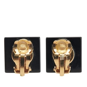Chanel Coco Mark Earrings, Gold and Black Plated Plastic with Faux Pearls, Women's, CHANEL