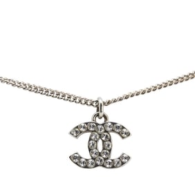 Chanel Coco Mark Necklace in Silver with Rhinestones for Women